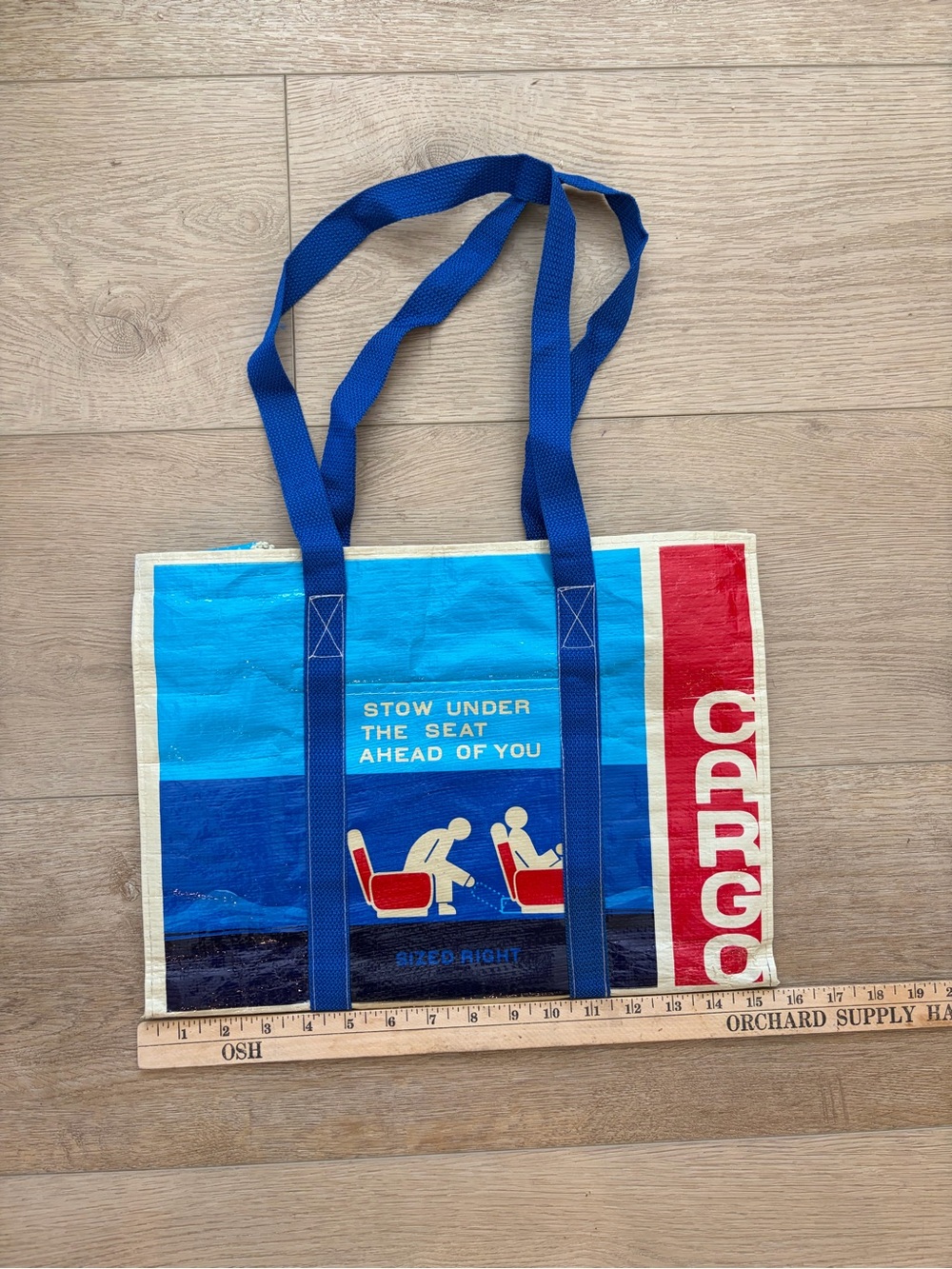 Blue Q Blue Graphic Kids Zipper Tote with Red Accent